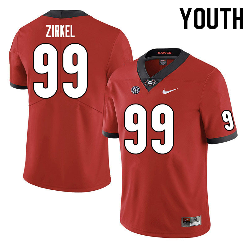 Youth #99 Jared Zirkel Georgia Bulldogs College Football Jerseys Sale-Red